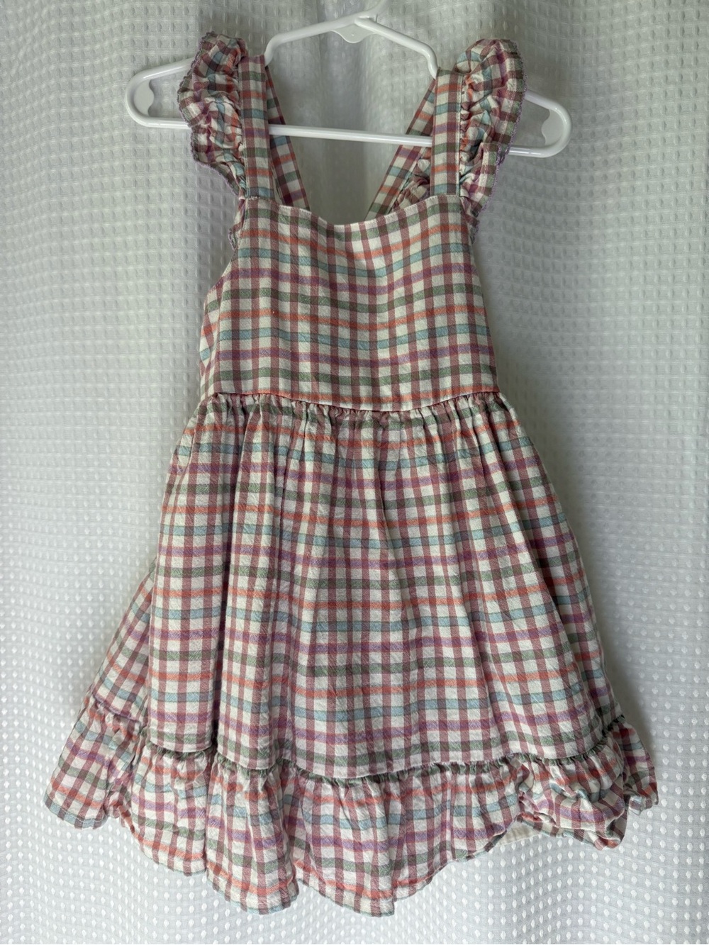 Cat & Jack Pink Multi-Color Plaid Ruffle Strap Dress